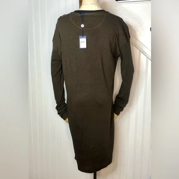 RALPH LAUREN Brown Long Sleeve Henley Dress Size XL NWT with flaw